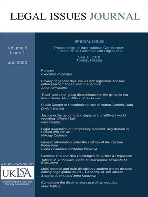 cover image of Legal Issues Journal 8(1)